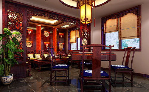 塘厦镇古典中式风格茶楼包间设计装修效果图