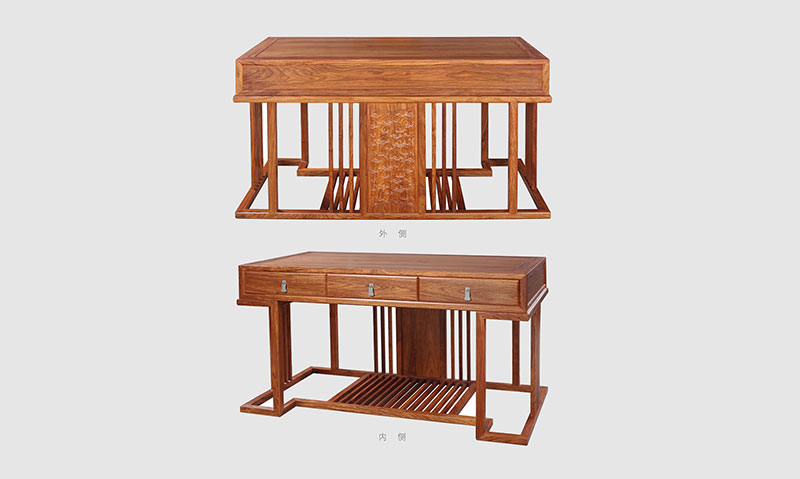 塘厦镇 别墅中式家居书房装修实木书桌效果图